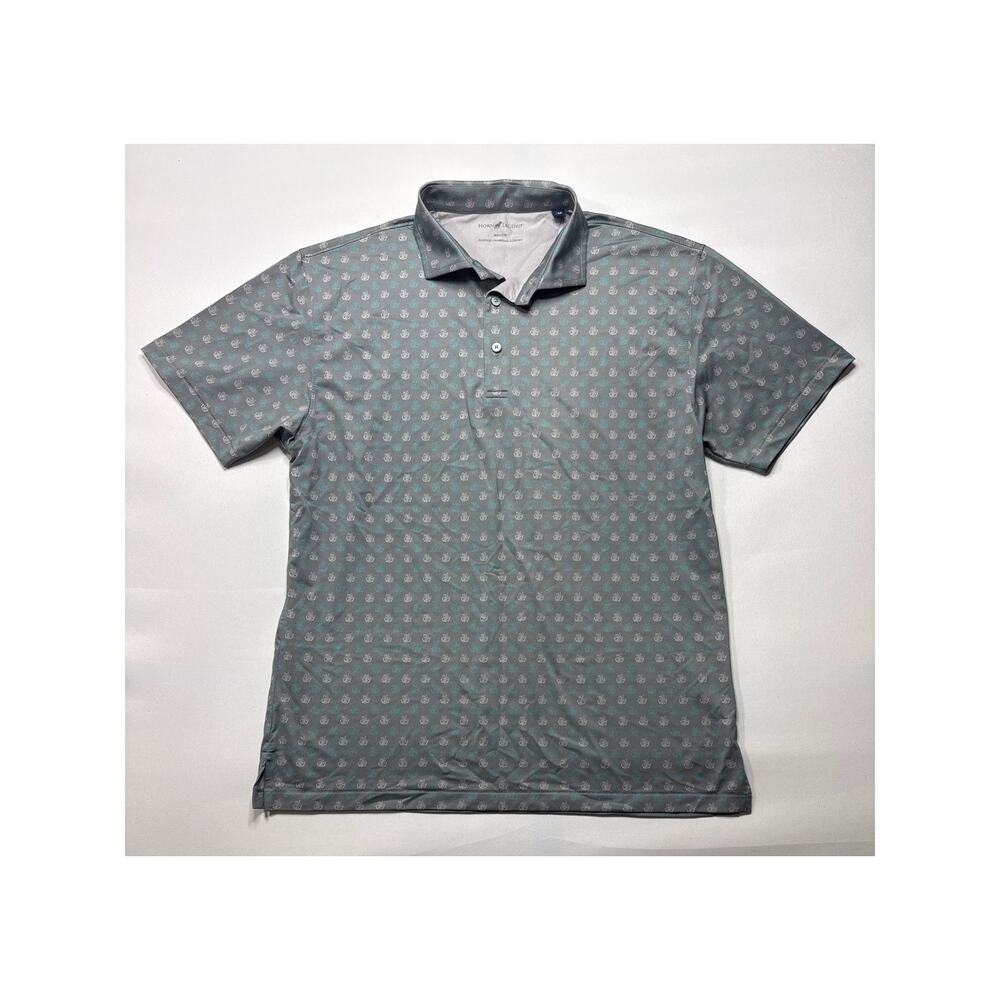 Horn Legend Men's Short Sleeve Gray Rabbit Print Polo Shirt - Size M‎